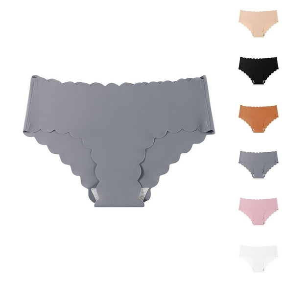 Mgmyaa Women's Seamless Ruffle Stretchy Briefs Drop Waist Solid Color Thong Panties with Cotton Gusset Cheeky Panties