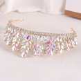thumbnail image 5 of Nvzi Tiara de boda para novia, diadema de princesa, corona nupcial, joyería para el cabello con diamantes de imitación de cristal, decoración para cumpleaños, fiesta de disfraces (AB), 5 of 5