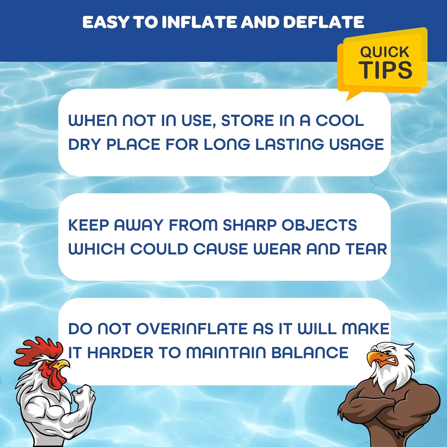 Chicken Fight Inflatable Pool Float Set - Includes 2 Giant Battle Ride-Ons - Flip Your Friends to Win! - Summer Fun