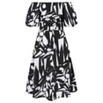 thumbnail image 4 of asddcavvf Robes pour Femmes Robe une Ligne à Manches Bouffantes Imprimée Mode Décontractée Swing Tempera, 4 of 4