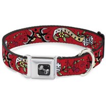 Buckle-Down Pet Collar, Dog Collar Metal Seatbelt Buckle, Lucky Red, 9.5 to 13 Inches 1.0 Inch Wide