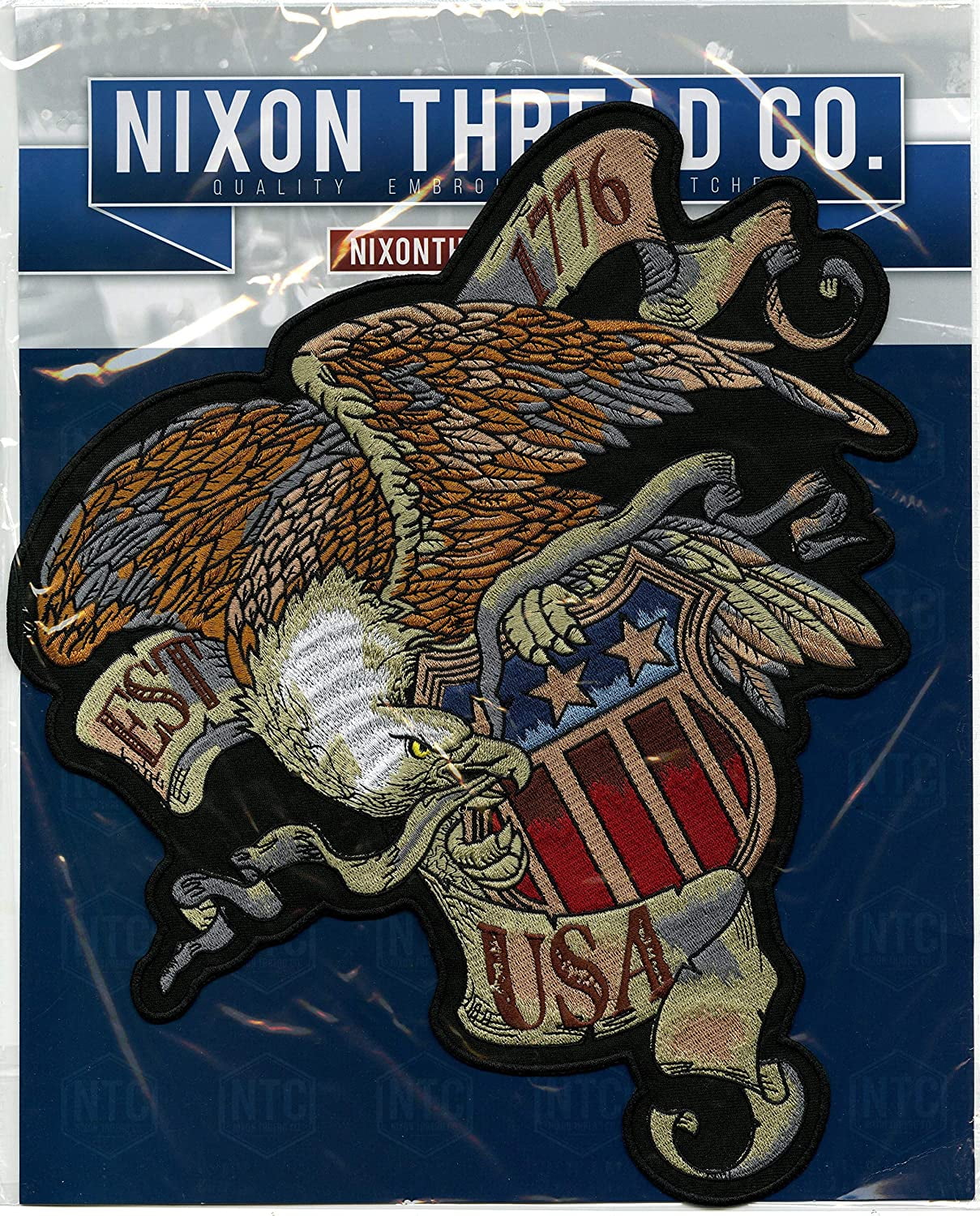 Vintage 1776 Eagle Patch 12" | Declaration of Independence Patriotic Military American Jacket Back Patch USA | Large Embroidered Iron On - by Nixon Thread Co.