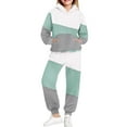 thumbnail image 6 of WMTBSRSW Girls Fleece Sweatsuit Color Block 2 Piece Sweatsuits for Teens Thermal Hoodies Sweatshirts and Jogger Sweatpants Sweat Set 10-11Years, 6 of 6