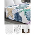 thumbnail image 6 of Coastal Beach Twim XL Size Flat Sheet, Wrinkleproof & Fadeproof Cooling Flat Bed Sheet Only, Watercolor Nautical Starfish Shell Breathable Soft Bedding Top Sheets 66 x 102 Inches, 6 of 8