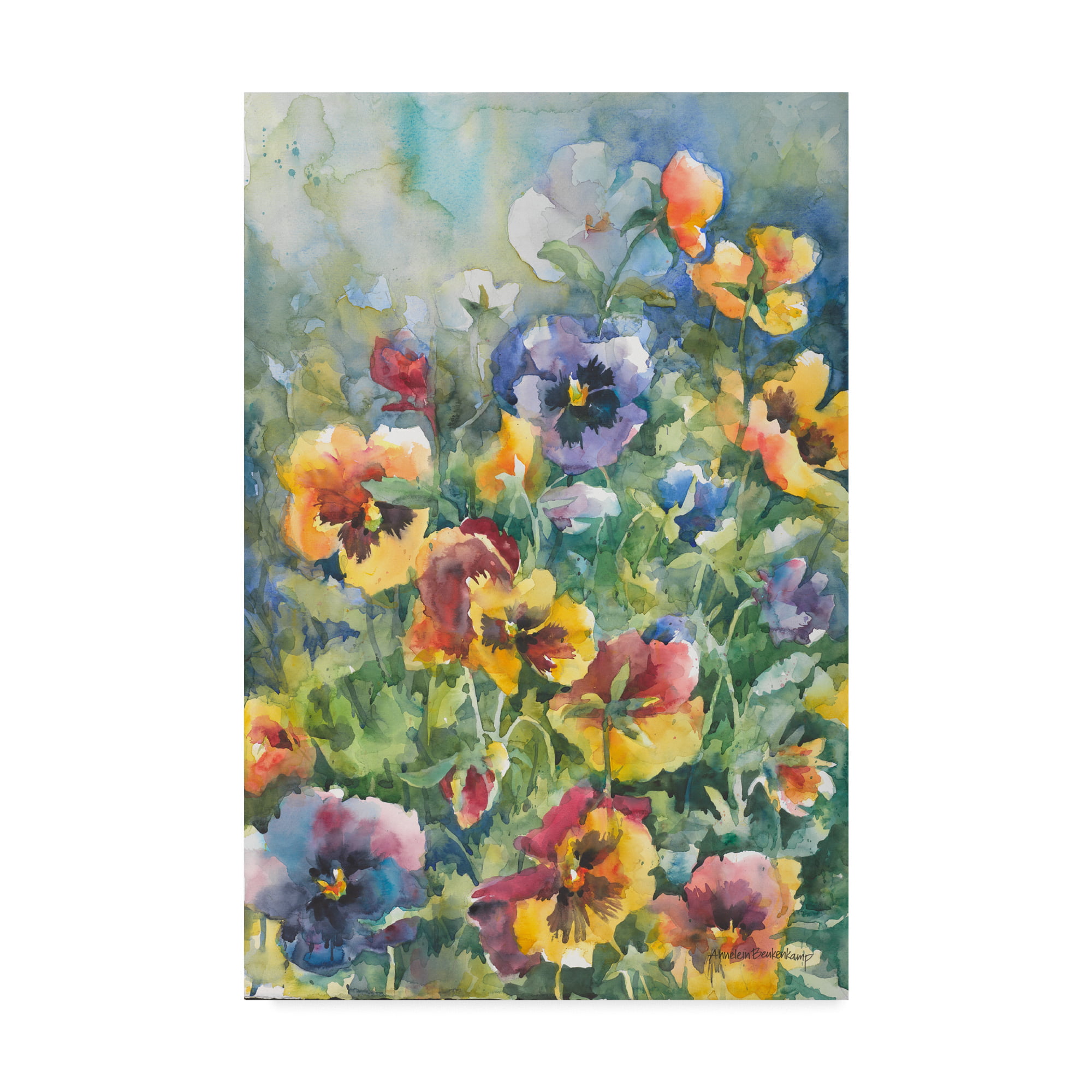 HAIR BOWS GORGEOUS "PERFECT PANSIES" FLORAL  CANVAS PRINTED FABRIC SHEET 