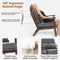 thumbnail image 6 of CQSXDA Modern Design Fabric Cushioned Armchair with Wooden Armrests and Lumbar Pillow for Living Room or Office, Antique Dark Grey, 6 of 15