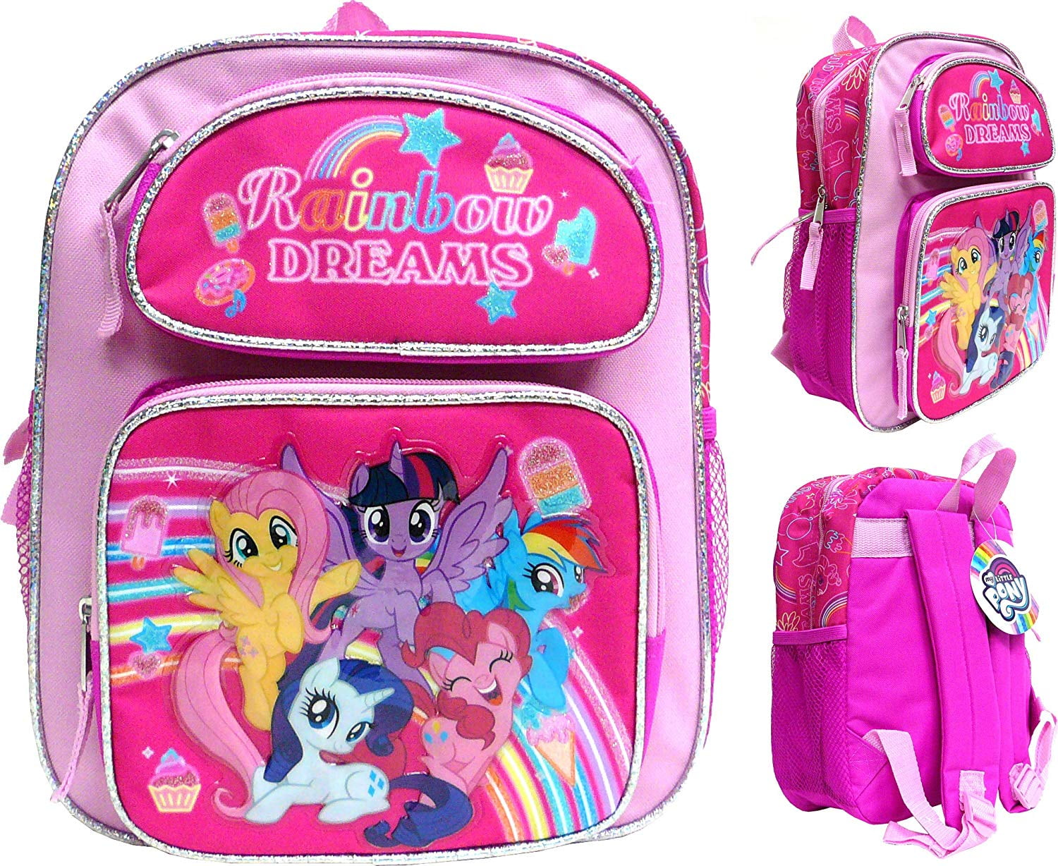 My Little Pony Purple & Pink Canvas 16" School Rolling Backpack Luggage 