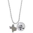 thumbnail image 1 of Delight Jewelry Stainless Steel Texas - Silvertone Script Initial Disc - R - Charm Necklace, 20"+3", 1 of 4