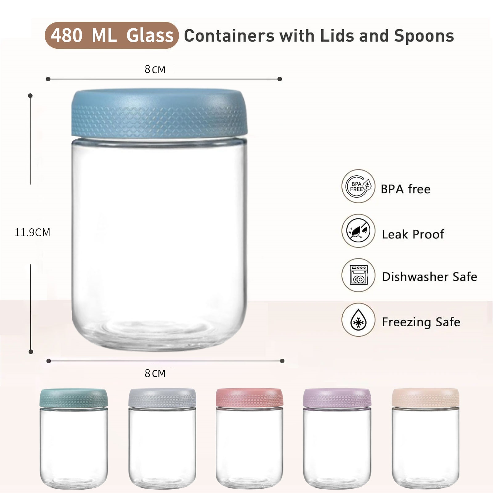 stusgo 6-Pack 16 oz Glass Overnight Oats Jars with Lids photo 4