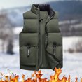 thumbnail image 2 of kpoplk Men's Puffer Vest Casual Stand Collar Quilted Waistcoat Outdoor Padded Ski Vest Army Green,4XL, 2 of 4