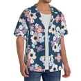 thumbnail image 2 of Daiia Flowers Men's Linen Shirts Short Sleeve Casual Shirts Button Down Shirt for Men Beach Summer Wedding Shirt-Small, 2 of 6
