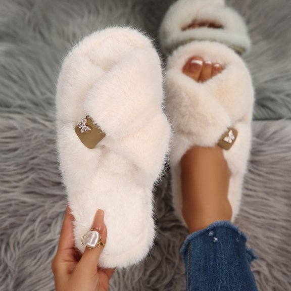 Cute Slippers for Women Baeitkot Women's Fashionable Casual Winter Trend Color Indoor Open-Toe Slippers