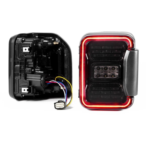 Fits 2020-2023 Jeep Gladiator JT XK Glow Tail Light Assembly - LED XK041028 Smoke Lens; Black Housing; LED; Red/Clear/Amber Bulb; Set Of 2