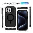 thumbnail image 2 of Magnetic for iPhone 16 Pro Max Case,Compatible with MagSafe,Military Grade Dropproof Translucent Matte Hard Back Soft Edge Anti-Fingerprint Protective Case for iPhone 16 Pro Max,Black, 2 of 8
