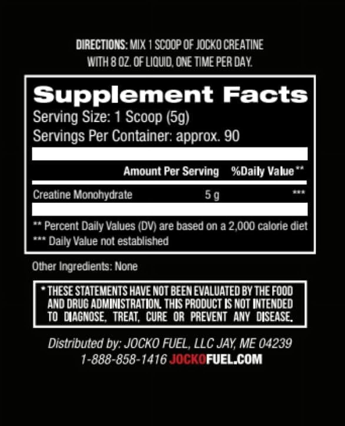 Jocko Fuel Creatine Monohydrate Powder, Unflavored,Supplement for Athletic Performance & Muscle Health, 90 Servings, 16 oz