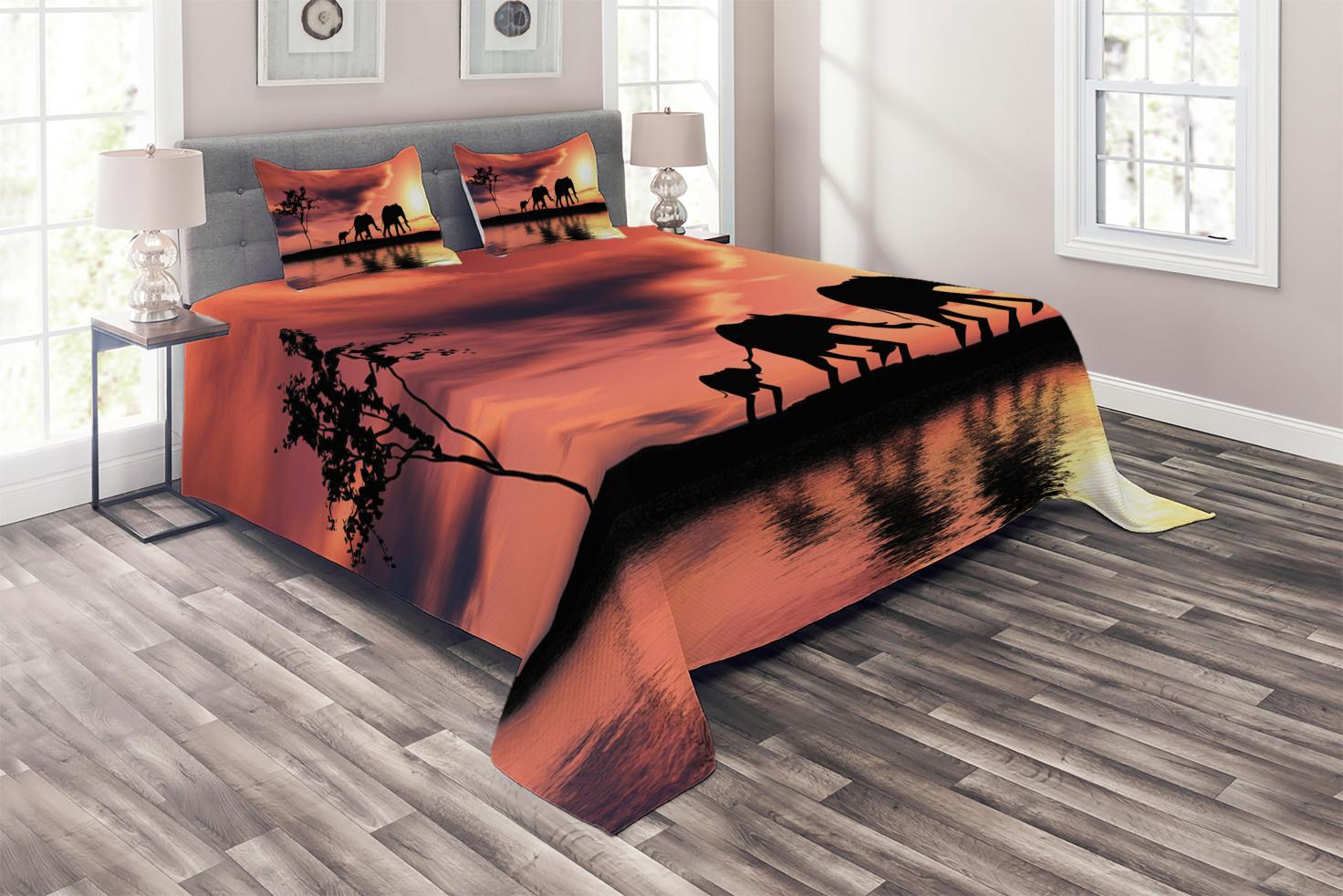 Elephant Coverlet Set King Size, Elephant Silhouettes by River Africa