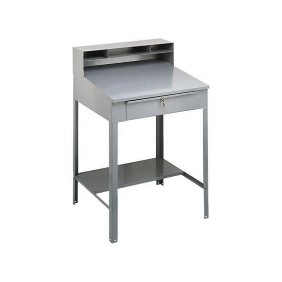 Tennsco Open Steel Shop Desk, 34.5" x 29" x 53.75", Medium Gray