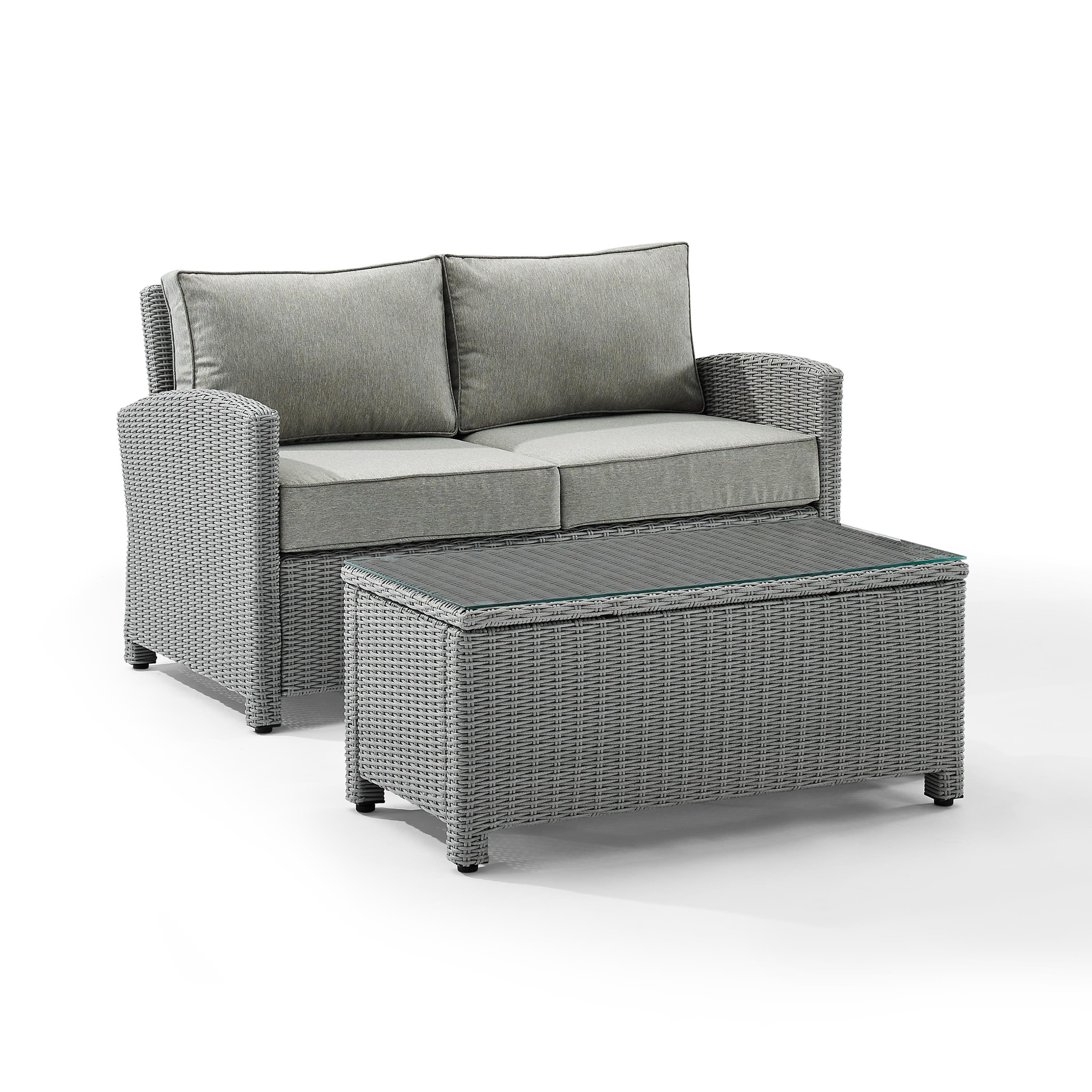 Crosley Bradenton 2 Piece Wicker Patio Sofa Set in Gray - image 2 of 7