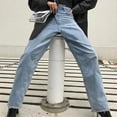 thumbnail image 5 of Womens Straight Leg Jeans High Waisted Wide Leg Stretchy Denim Trousers with Pockets, 5 of 6