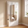 thumbnail image 4 of Nordic Hygge LED Wall/Door Mounted Jewelry Cabinet with Lockable Rounded Mirror – White & Greige, 4 of 5