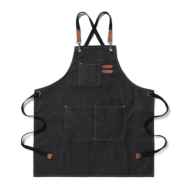 Yuarrent Delantal de lona, delantales de trabajo gruesos, fundas de delantales, ropa de trabajo cómoda, accesorio de cubierta, vestido para el Utensilios de cocina Negro Yuarrent HA011664-01