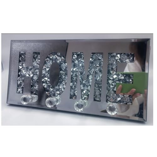 WILD FUN Wall Key Holder，Key Ring Holder for Wall Silver-Colored Glass Mirror Decorative Suitable for Entryway/Front Door/Hallway Office
