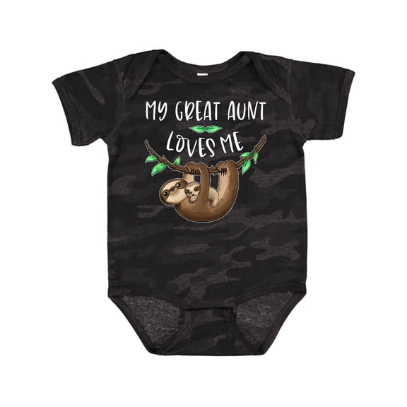 Inktastic My Great Aunt Loves Me Cute Sloth and Baby Boys or Girls Baby Bodysuit