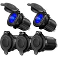 thumbnail image 1 of 5 PCS Cigarette Lighter Socket 12V, DC 24V Car Marine Motorcycle Power Outlet Replacement Waterproof Cigarette Lighter Adapter Female Socket Plug with Blue LED Indicator for ATV RV Boat Bus Truck SUV, 1 of 6