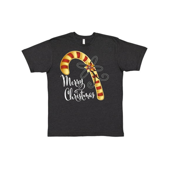 Inktastic Merry Christmas Red and Gold Candy Cane T-Shirt
