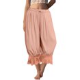 thumbnail image 3 of Yungyresw Women's Casual Bloomer Pants Ruffled Lace Trim Drawstring Lounge Pants Wide Leg Harem Pants Women With Pockets Light pink L, 3 of 7