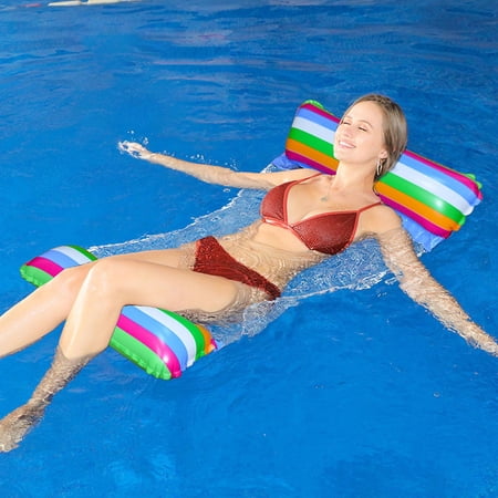 Inflatable Pool Floating Chair - 48 X 47 Inch, Striped Mesh Hammock Float, Supports Up To 100kg