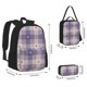 thumbnail image 2 of Balery Purple Floral Gingham Check Plaid Mochila Escolar 3 en 1 para Niños - Mochila Resistente con Lonchera Térmica y Estuche - Mochila Escolar para Niños y Niñas, 2 of 7
