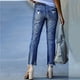 thumbnail image 5 of Moda Mujer Bolsillos Botón Cintura Media Flaco Ripped Jeans Pantalones Agujero Pantalones de Mezclilla Odeerbi ODB-6, 5 of 8
