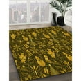 thumbnail image 3 of Ahgly Company Machine Washable Indoor Square Transitional Black Brown Area Rugs, 3' Square, 3 of 7