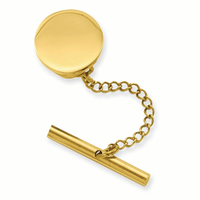 Gold Round Engravable Tie Tac Chain Lapel Pin Bar