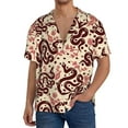 thumbnail image 3 of Vsdgher Snake Print Men's Wrinkle Free Untucked Cuban Shirt Business Casual Button Down Shirts Short Sleeve Shirt, 3 of 7