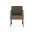 thumbnail image 2 of Waterfall Reception Waiting Sled Base Guest Chair / Silver Steel / Brown / Brown, 2 of 5