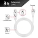 thumbnail image 2 of Cable de extensión GE de 3 salidas, paquete de 2, 8 pies, calibre 16, blanco, 2 of 7