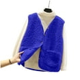 thumbnail image 6 of larppty Womens Sherpa Vest Casual Warm Fuzzy Vest Sleeveless Fleece Jacket Pockets Teddy Coat Gilet for Winter (Blue, 4XL), 6 of 6