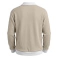 thumbnail image 5 of Men's Waffle Knit Pullover, Fake Two Piece V Neck Long Sleeve, Relax Fit, Daily Commute Casual Shirt For Male, 5 of 8