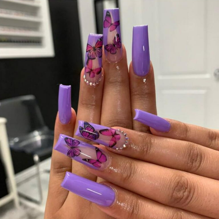 butterfly acrylic nails