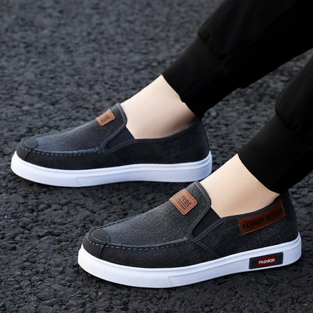 

Huilaibazo Casual Shoes For Men Fashion Autumn Men Flat Bottom Round Toe Canvas Solid Color Comfortable Shoes