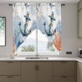 thumbnail image 4 of Ocean Anchors Swag Valances for Windows 2 Pack Orange Blue Summer Sea Corals Shells Starfish Swag Kitchen Curtains 45 Inches Long Rod Pocket Short Window Treatment for Kitchen Bathroom 36"x45", 4 of 9