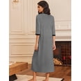 thumbnail image 4 of Ekouaer Women's Zipper Robe 3/4 Sleeves Housecoat Full Length Nightgown Soft Loungewear Robe with Pockets, 4 of 6