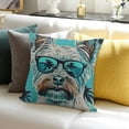 thumbnail image 3 of BANET Throw Pillow , Yorkshire Terrier Portrait with Cool Mirror Sunglasses Hand Drawn Animal Art, Decorative Square Accent Pillow Case 18x18in, 3 of 5