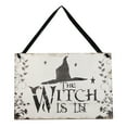 thumbnail image 1 of Letrero de Madera de Bruja de Halloween Placa Colgante de Bruja de Madera Vintage para Decoraciones de Fiesta de Halloween Porche de Puerta de Entrada de Casa Encantada 18x26cm, 1 of 8