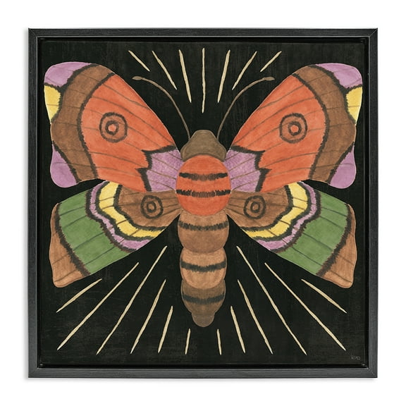 Stupell Industries Spooky Chic Moth Animals Painting Black Floater Framed Canvas Art Print Wall Art, 18 x 18