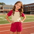 thumbnail image 6 of NAISIBABY Girls Boys Outfit Sets, Raglan Short Sleeve T-Shirt and Shorts 2-Piece Summer Active Casual Clothes Red Size 10, 6 of 8