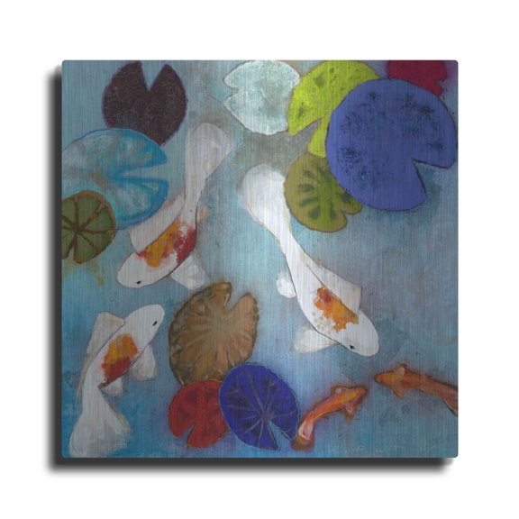 Luxe Metal Art 'Koi 1' by Aleah Koury, Metal Wall Art, 36"x36"