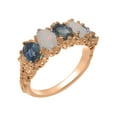 thumbnail image 1 of LBG British Made 14k Rose Gold Natural Sapphire & Opal Womens Eternity Ring - 33 size options - Size 4.25, 1 of 8